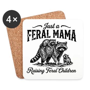 Raccoon - Just A Feral Mama Raising Feral Children - Untersetzer (4er-Set) - Weiß - Vorne