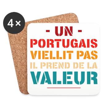 Un Portugais Viellit Pas Il Prend De La Valeur ... - Dessous de verre (lot de 4) - blanc - Devant