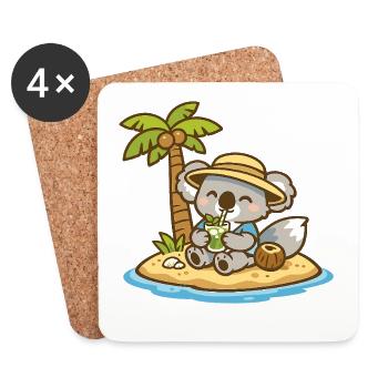 Amusement du rêve de Koala Island - Dessous de verre (lot de 4) - blanc - Devant