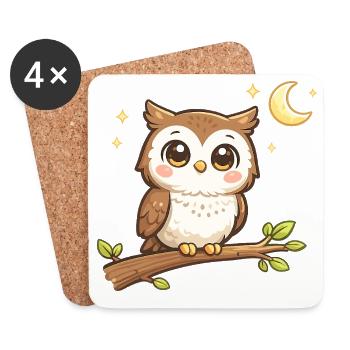 Nocturnal Owl Friend - Coasters (set of 4) - white - Front