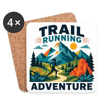 Aventure de course en sentier - Dessous de verre (lot de 4) - blanc - Devant
