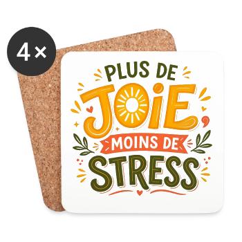 Plus de Joie Moins de Stress - Dessous de verre (lot de 4) - blanc - Devant
