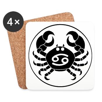 Signe astrologique du cancer (noir) - Dessous de verre (lot de 4) - blanc - Devant