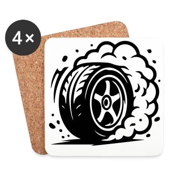 Car Tire Drifting Icon - Coasters (set of 4) - white - Front
