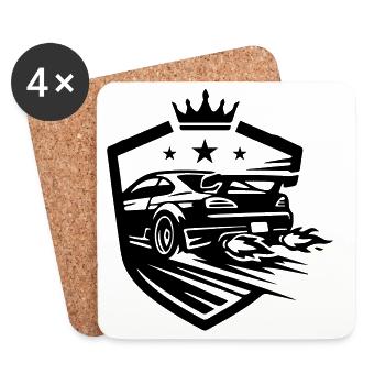 Car Racing Car - Coasters (set of 4) - white - Front