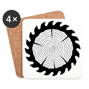 Carpenter Saw Blade Wooden Disc - Coasters (set of 4) - white - Front