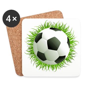 Lush Grass Soccer Ball Art - Coasters (set of 4) - white - Front