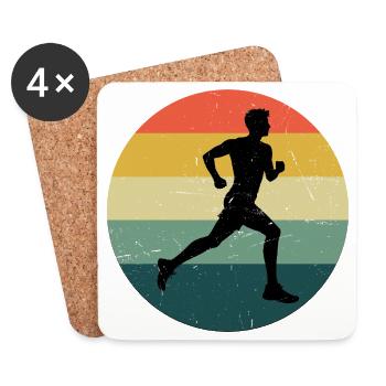 Geschenkidee für einen Running mit Running - Untersetzer (4er-Set) - Weiß - Vorne