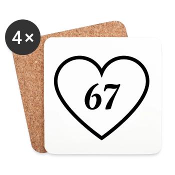 67 Herz - Untersetzer (4er-Set) - Weiß - Vorne