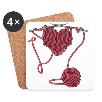 J’adore crocheter ou tricoter - Dessous de verre (lot de 4) - blanc - Devant
