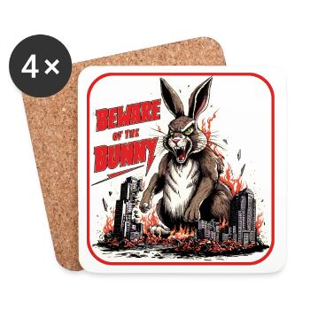 Warning about the Horror Bunny - Coasters (set of 4) - white - Front