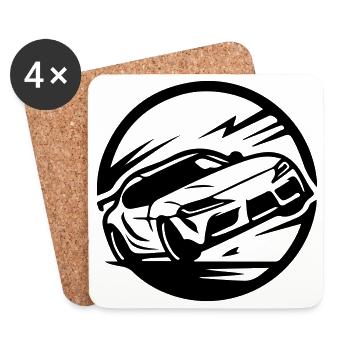 Car Racing Car Car Racing - Coasters (set of 4) - white - Front
