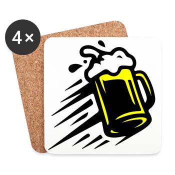 Icône de chope de bière - Dessous de verre (lot de 4) - blanc - Devant