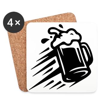 Icône de chope de bière - Dessous de verre (lot de 4) - blanc - Devant