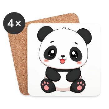 panda mignon - Dessous de verre (lot de 4) - blanc - Devant