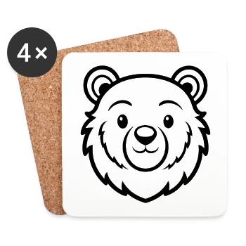 Face d’ours - Dessous de verre (lot de 4) - blanc - Devant