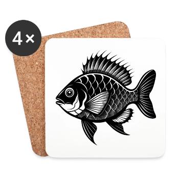 Bluegill Bream Brim Sunny or Copper Nose Fish - Coasters (set of 4) - white - Front