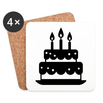 Birthday Cake - Coasters (set of 4) - white - Front