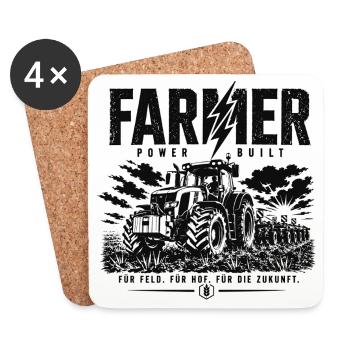 FarmPower Traktor Blitz - Untersetzer (4er-Set) - Weiß - Vorne
