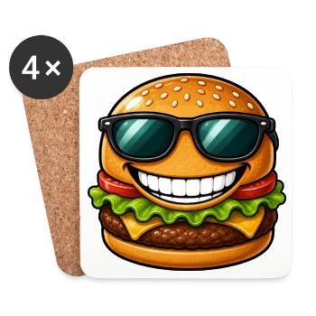 Cool cheeseburger with sunglasses summer - Coasters (set of 4) - white - Front
