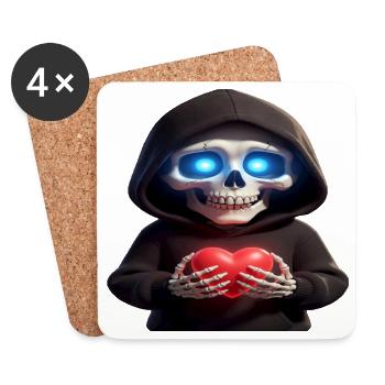 Skeleton with heart - Coasters (set of 4) - white - Front