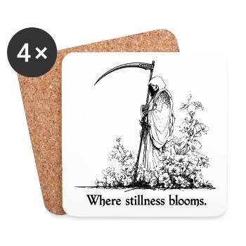 Where Stillness Blooms Skleton und Floral Art - Untersetzer (4er-Set) - Weiß - Vorne