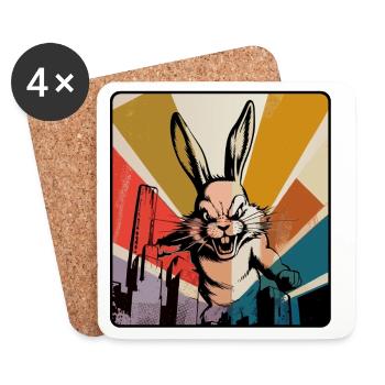 Angry Bunny in Retro Pop Art - Coasters (set of 4) - white - Front