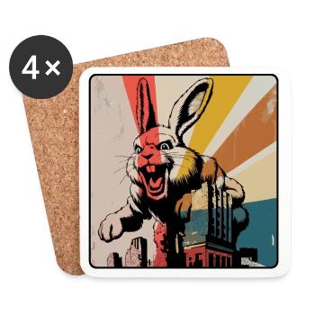 Angry Horror Bunny Retro Urban - Coasters (set of 4) - white - Front