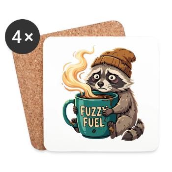 Kaffee Waschbaer Morgenmuffel Buero - Untersetzer (4er-Set) - Weiß - Vorne