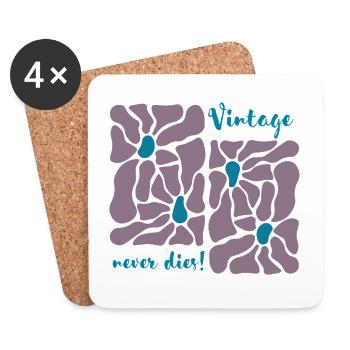 Vintage remains everlasting – retro flower design - Coasters (set of 4) - white - Front