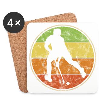 Hockey Feldhockey Hallenhockey Männer Retro - Untersetzer (4er-Set) - Weiß - Vorne
