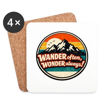 Retro Mountain Sunset Hiking Badge - Untersetzer (4er-Set) - Weiß - Vorne