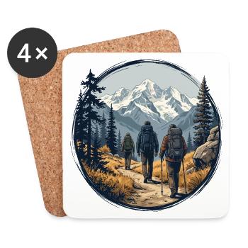 Mountain Hikers Trail Circle Illustration Tee - Untersetzer (4er-Set) - Weiß - Vorne