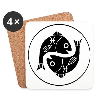 Sternzeichen Fisch (Schwarz) - Untersetzer (4er-Set) - Weiß - Vorne