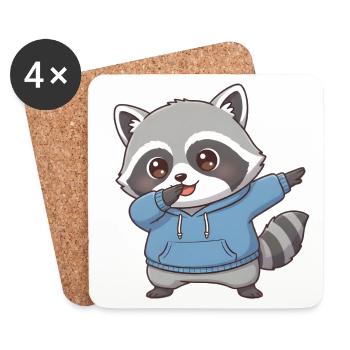 Dabbing raccoon - Coasters (set of 4) - white - Front