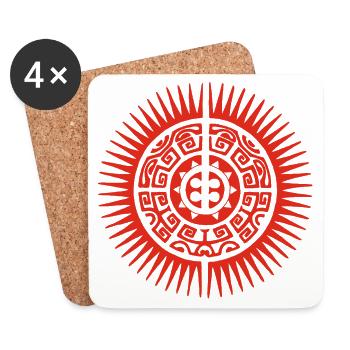 Rote Stammessonne - Untersetzer (4er-Set) - Weiß - Vorne