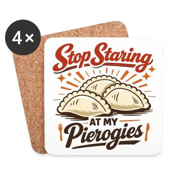 Retro Pierogi Print - Stop Staring At My Art - Coasters (set of 4) - white - Front