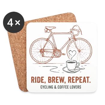 Espresso Pace Only Vintage Bicycle Art - Coasters (set of 4) - white - Front