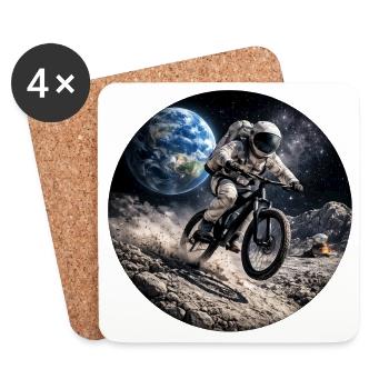 Lunar Bike Astronaut - Coasters (set of 4) - white - Front