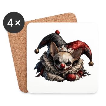 Clown du Chaos - Dessous de verre (lot de 4) - blanc - Devant