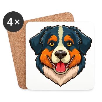 Bernese Mountain Dog (Comic Portrait) - Coasters (set of 4) - white - Front