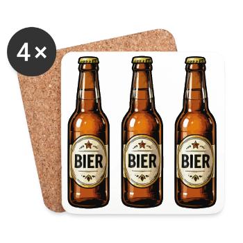  Bier Trio Cartoon - Untersetzer (4er-Set) - Weiß - Vorne