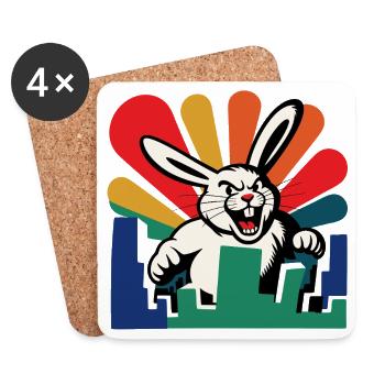 Monstre Lapin - Dessous de verre (lot de 4) - blanc - Devant