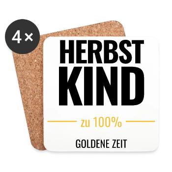 Herbstkind zu 100% Goldene Zeit - Untersetzer (4er-Set) - Weiß - Vorne