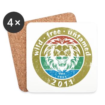 15. Geburtstag Sauvage, libre et indompté depuis 07/2011 - Dessous de verre (lot de 4) - blanc - Devant