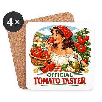 Official Tomato Taster - Tomato Girl Vintage - Untersetzer (4er-Set) - Weiß - Vorne