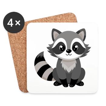 Cute baby racooon - Coasters (set of 4) - white - Front