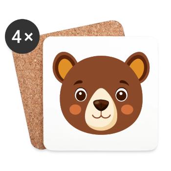 Cute bear face - Coasters (set of 4) - white - Front