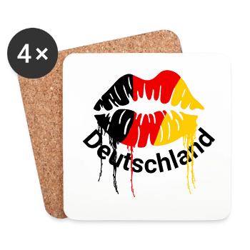 Graffiti Lippen Tropfenkunst - Untersetzer (4er-Set) - Weiß - Vorne