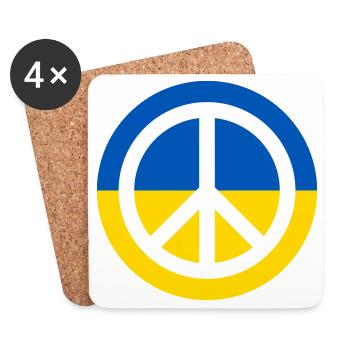 Frieden Ukraine - Peace Solidarität Blau Gelb - Untersetzer (4er-Set) - Weiß - Vorne